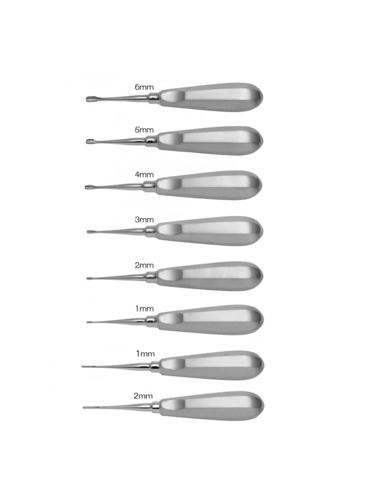 Describes standard dental elevator kit